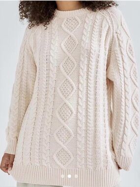 Wilfred Cream Cable Knit Crewneck Sweater - oversized